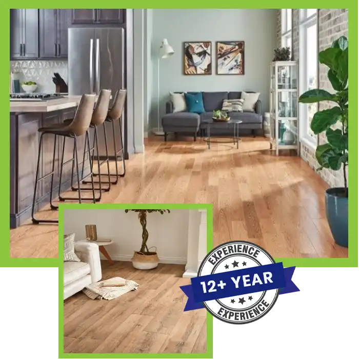 Engineered wood flooring in a cozy reading nook