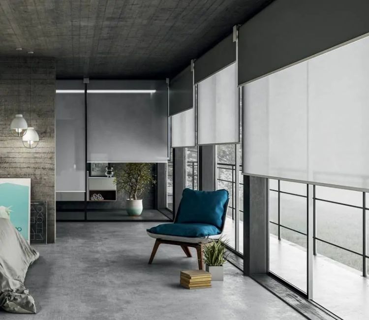 Noise-reducing blackout blinds in urban setting