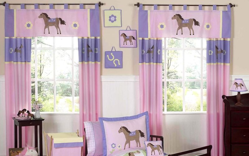 Pastel green curtains for a serene kids' room