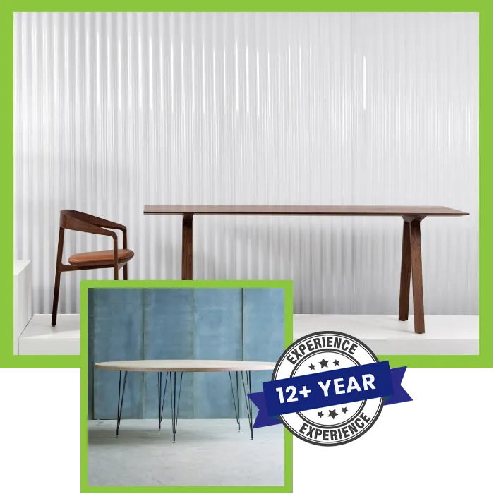 Bespoke live edge wood dining table with metal legs