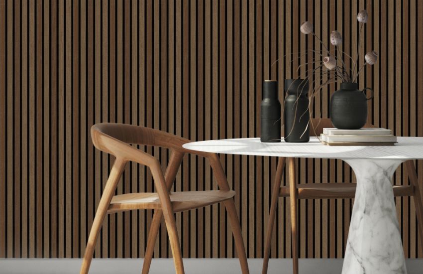 Select Dark Brown Dining Room Wood Panelling