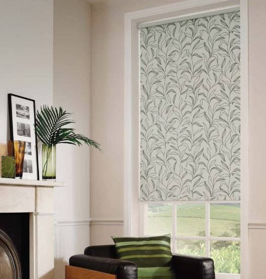 Close-up of textured blackout fabric blinds