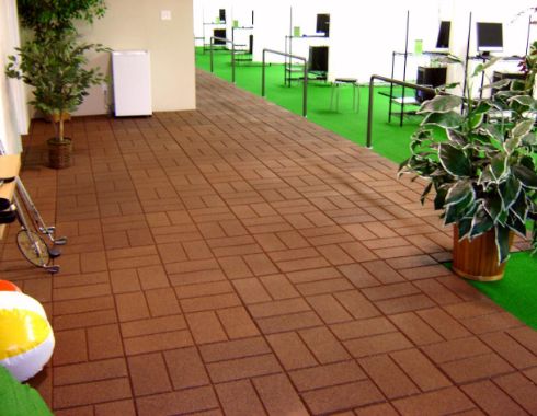 Outdoor rubber mat flooring installed by Baniyas Furniture Experts
