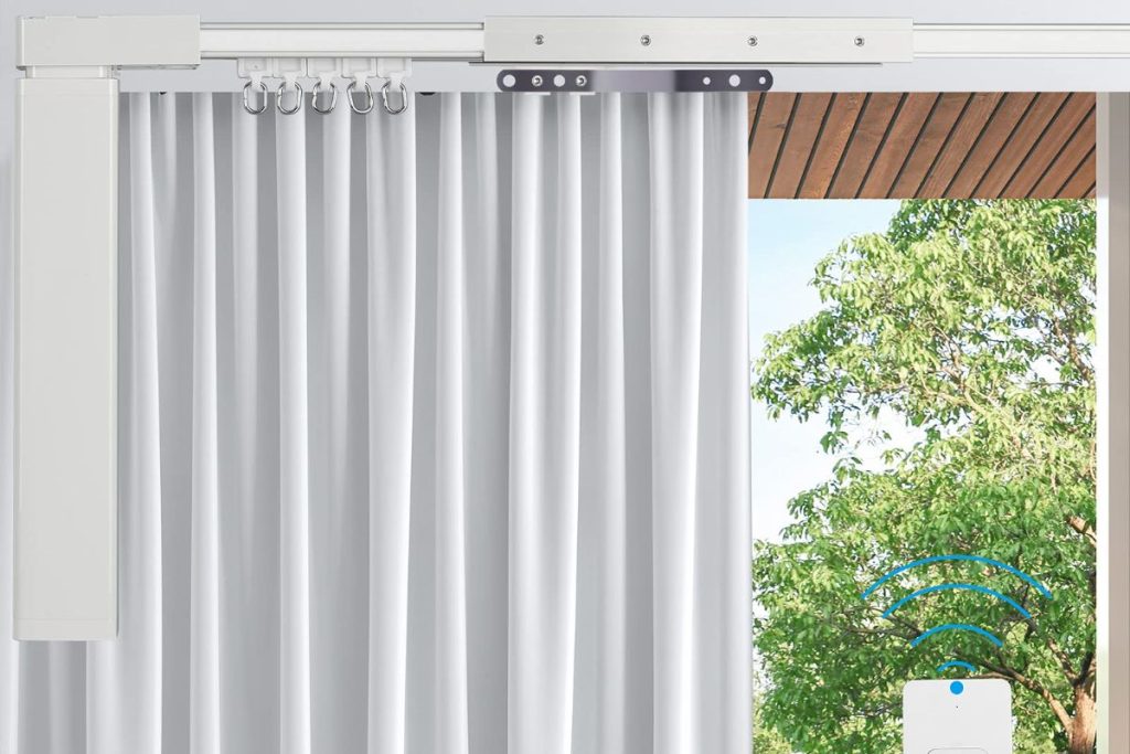 Automated motorized curtains for a home office