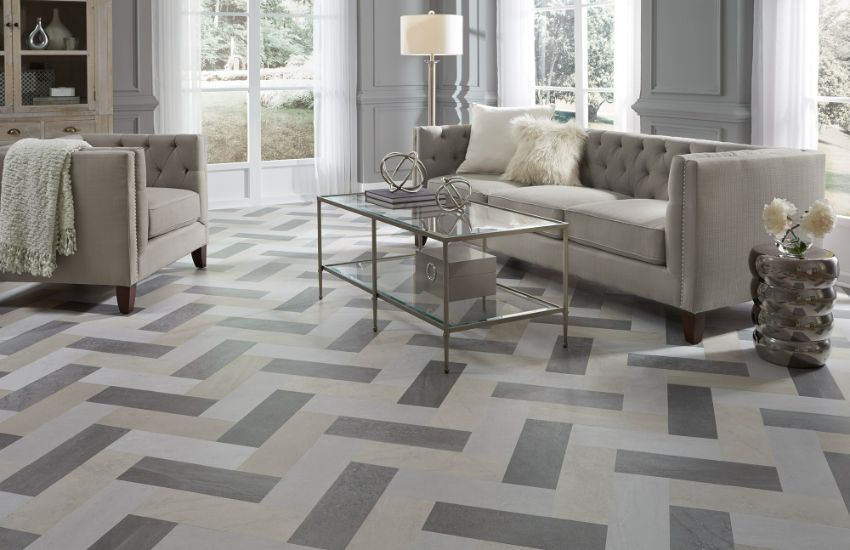 Stylish and durable tile flooring in living room