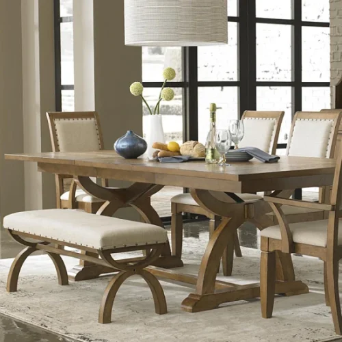 Handcrafted wooden table with intricate carvings