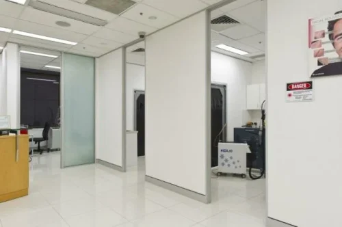 Smooth gypsum partitions for creating private spaces